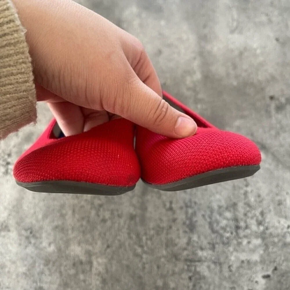 rothy’s bright red rounded toe knit flats womens size 8